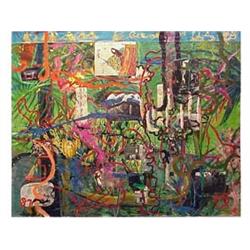 Patrick Shields (b. 1952) American SUNSET BOULEVARD, 1989, oil painting on canvas with collage, 5...