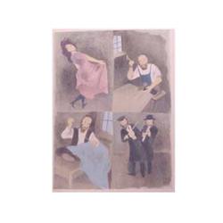 Raphael Soyer (1899-1987) American SCENES OF JEWISH LIFE, color lithograph, signed in pencil, fro...