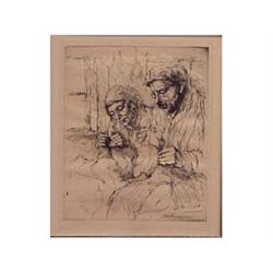 Jakob Steinhardt (1887-1967) German/Israeli COUPLE, etching, image 8 x 6 1/2", full margins, fram...