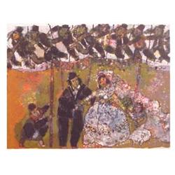 Theo Tobiasse (b. 1927) French DANSE DES HOMMES (Jewish Wedding) from Diaspora, color lithograph,...