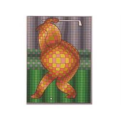 Victor Vasarely (1908-1997) Hungarian GOLFER, color variation, color screenprint, signed in penci...