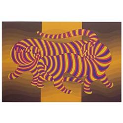 Victor Vasarely (1908-1997) Hungarian TIGERS (orange), color screenprint, signed in pencil, from...