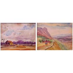 Joseph Weisman (1907-1977) American RURAL SCENES, a pair, each watercolor on paper, 8 x 10 , sign...