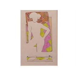 Folk & Outsider Art FEMALE SILHOUETTE, 1984, color marker drawing on paper, 10 x 6 1/2", signed a...