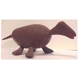 Folk & Outsider Art ANIMAL, hand painted carved wood sculpture, 19 1/2" long & 7" high. Starting...