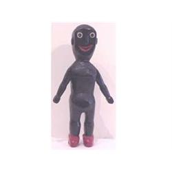 Folk & Outsider Art BLACK FIGURE WITH RED SHOES, hand painted carved wood sculpture, 13 1/2" high...