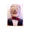 Image 1 : Folk & Outsider Art BUSTE OF MAN WITH RED BOWTIE, a large hand painted carved wood sculpture, 19"...