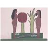 Image 1 : Folk & Outsider Art ADAM AND EVE, hand painted cut wood sculpture, 18" long & 13" wide & 4" deep....