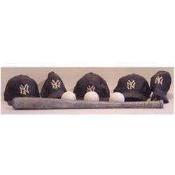 Folk & Outsider Art NY METS BASEBALL HATS, BALLS & BAT, five waxed & painted ballcaps, a 28" lead...