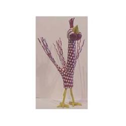 Folk & Outsider Art C. Cooper, RED & WHITE CHICKEN, 1989, hand painted carved wood sculpture, sig...