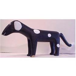 Folk & Outsider Art C. K., BLACK DOG, 1991, hand painted carved wood sculpture, signed and dated,...