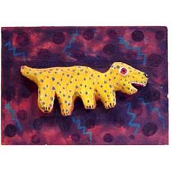 Folk & Outsider Art Cher Shaffer, YELLOW DOG IN COSMIC STORM, 1988, mixed media sculptural painti...