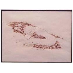 Folk & Outsider Art Cher Shaffer, RECLINING NUDE, 1983, ink drawing on paper, 7 1/2 x 10", signed...