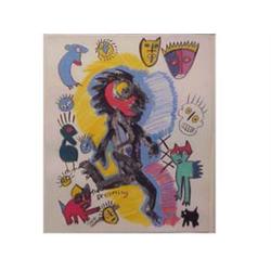 Folk & Outsider Art Cher Shaffer, THE DREAMING, color pastel on paper, 22 x 18", signed, framed....