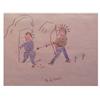 Image 1 : Folk & Outsider Art D. Hall, BOW & ARROW, color pencil drawing on paper, 10 x 13", signed, framed...