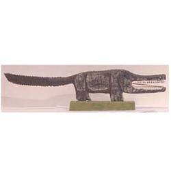 Folk & Outsider Art Elijah Pierce, ALLIGATOR, 1980, hand painted carved wood sculpture, signed an...