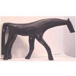 Folk & Outsider Art Garland & Minnie Adkins, BLACK HORSE, 1988, hand painted carved wood sculptur...