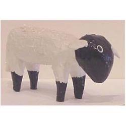 Folk & Outsider Art Garland & Minnie Adkins, SHEEP, 1987, hand painted carved wood sculpture, sig...