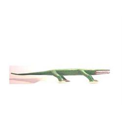 Folk & Outsider Art Garland & Minnie Adkins, LARGE GREEN ALLIGATOR, 1991, hand painted carved woo...