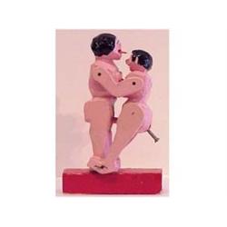 Folk & Outsider Art Hugo Sperger, IN AND OUT, moveable hand painted carved wood sculpture, signed...