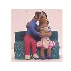 Folk & Outsider Art Josefina Aguilar, LOVERS, hand painted dried clay sculpture, 6 x 6 x 2 1/2",...