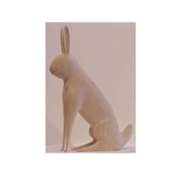 Folk & Outsider Art Lindel Barker, RABBIT, 1990, carved wood sculpture, signed and dated, 15 1/2"...