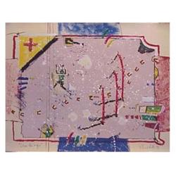 Folk & Outsider Art Randy Lee White, BELOW THE SURFACE, hand painted color lithograph, signed in...