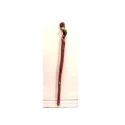 Folk & Outsider Art PARROT, a 36 1/2" hand carved and painted walking stick, small chip at drill...