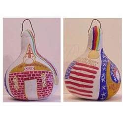 Folk & Outsider Art THE OLD COUNTRY CHURCH, a hand painted gord, 14" high, 10" diameter. Starting...