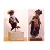 Image 1 : Folk & Outsider Art FOLK DOLLS, two mixed media assemblage crafts, each mounted to a wood block,...