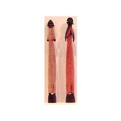 Folk & Outsider Art KENYA DOLLS, a pair of carved wood figures with clothes & beads, made in Keny...