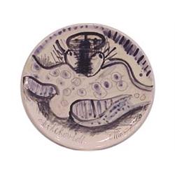 Folk & Outsider Art HOMENAJE A SHORTAKOVICH, painted & glazed 10" ceramic plate, signed and dated...