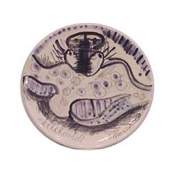 Folk & Outsider Art HOMENAJE A SHORTAKOVICH, painted & glazed 10" ceramic plate, signed and dated...