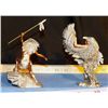 Image 2 : 2-Pewter Figurines Proud Warrior & Eagle Dancer Pewter figurines signed by the artist Approx 5" tall