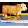Image 1 : Polled Herford Statue Ceramic Whiteface Bull with Glass Eyes approx 9" x 6"