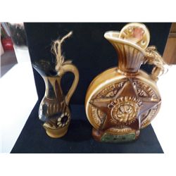 Jim Beam Decanter & Brown Vase decanter is 7" x H11" Vase 4" x H9"