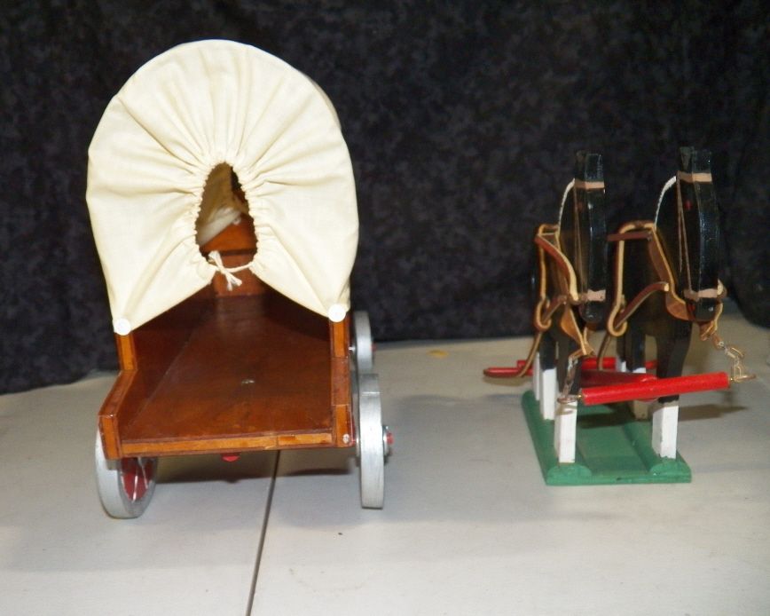 Wooden Covered Wagon & Hitch Home made Childs Toy Covered Wagon with a