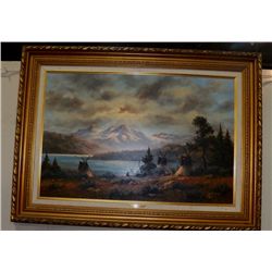 Indian Encampment Signed and Numbered Painting by Heinie Hartwig