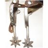 Image 2 : Long Shank Texas Spurs Spurs made from Hayfork with1 3/4"- 7 Point Rowels, overall length 6 1/2" wit