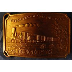 Wells Fargo and Company Buckle Wells  Fargo and Company Belt Buckle, Carson City Nev on front of buc