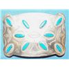 Image 1 : Frontier Turquoise Buckle Nickel Silver Frontier Buckle with Turquoise approx size 4 1/2 x 3"