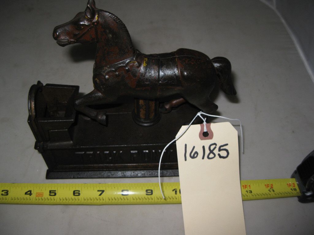 Vintage Trick Pony Cast Iron Metal Mechanical Bank