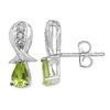 Image 1 : PERIDOT & WHITE TOPAZ STERLING EARRINGS