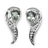 Image 1 : GREEN SAPPHIRE & WHITE DIAMOND STERLING EARRINGS