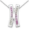 Image 1 : PINK & WHITE SAPPHIRE STERLING PENDANT