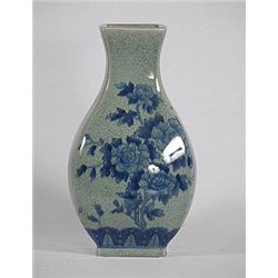 ANTIQUED BLUE PORCELAIN VASE