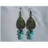 Image 1 : ANTIQUE BLUE TURQUOISE DANGLING EARRINGS STONE BLUE TUR