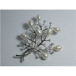 TREE WHITE PEARL CZ BROOCH AUTHENTIC PHILIPPINE PEARL M