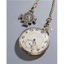Elgin 14K gold pocket watch with chain.