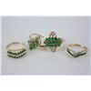 Image 1 : Group of four emerald and diamond rings.